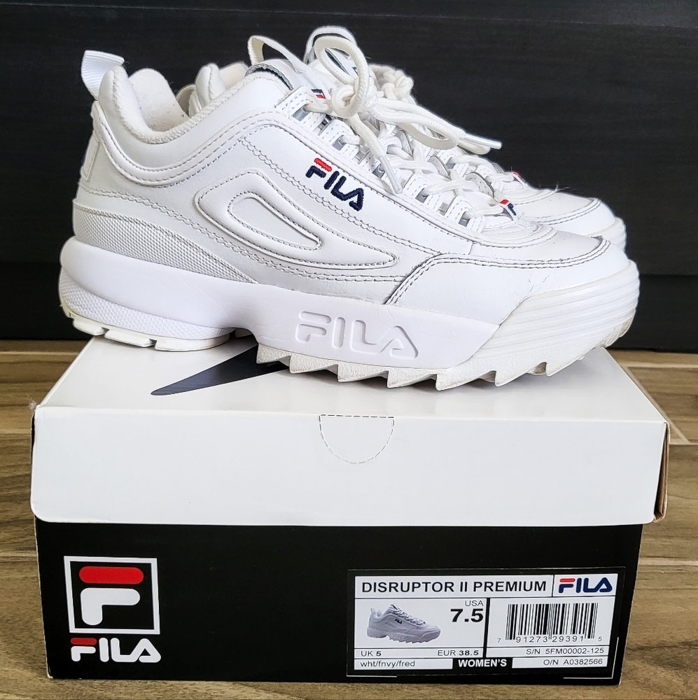 Fila White Leather Disruptor 2 Premium Women's 90s Sneakers
